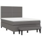 vidaXL Boxspringbett mit Matratze Grau 140x190 cm Kunstleder vidaXL Boxspringbett mit Matratze Grau 140x190 cm Kunstleder