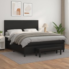 vidaXL Boxspringbett mit Matratze Schwarz 160x200 cm Kunstleder