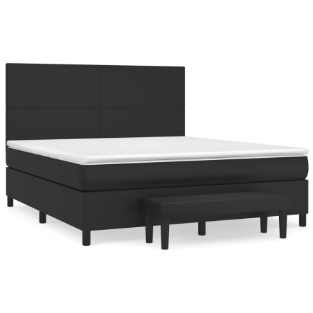 vidaXL Boxspringbett mit Matratze Schwarz 160x200 cm Kunstleder