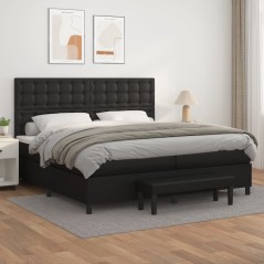 vidaXL Boxspringbett mit Matratze Schwarz 200x200 cm Kunstleder