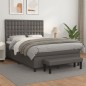 vidaXL Boxspringbett mit Matratze Grau 140x200 cm Kunstleder vidaXL Boxspringbett mit Matratze Grau 140x200 cm Kunstleder