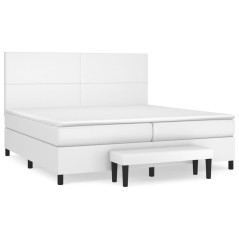 vidaXL Boxspringbett mit Matratze Weiß 200x200 cm Kunstleder