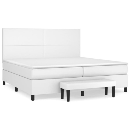 vidaXL Boxspringbett mit Matratze Weiß 200x200 cm Kunstleder