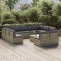 vidaXL 12-tlg. Garten-Lounge-Set mit Kissen Grau Poly Rattan vidaXL 12-tlg. Garten-Lounge-Set mit Kissen Grau Poly Rattan