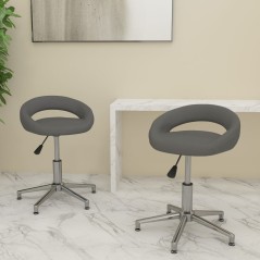 vidaXL Esszimmerstühle 2 Stk. Drehbar Grau Kunstleder
