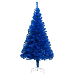 Künstlicher Weihnachtsbaum mit LEDs & Kugeln Blau 180 cm PVC