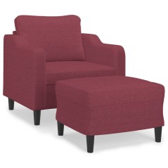 vidaXL Sessel mit Hocker Weinrot 60 cm Stoff