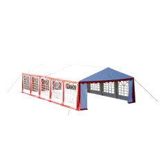 Ersatzdach Dachplane Zeltdach Seitenteile 10 x 5 m Rot&Weiß