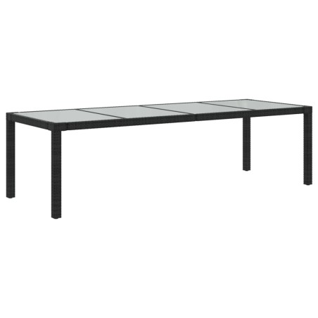 vidaXL Gartentisch Schwarz 250x100x75 cm Gehärtetes Glas Poly Rattan