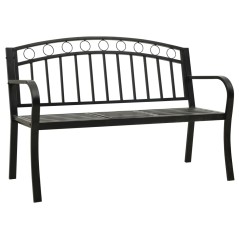 vidaXL Gartenbank mit Tisch Schwarz 120 cm Stahl