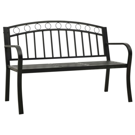 vidaXL Gartenbank mit Tisch Schwarz 120 cm Stahl
