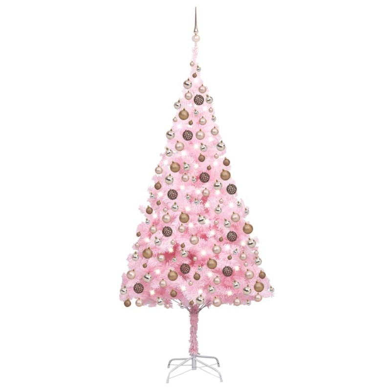 vidaXL Künstlicher Weihnachtsbaum mit Beleuchtung & Kugeln Rosa 210cm vidaXL Künstlicher Weihnachtsbaum mit Beleuchtung & Kugeln Rosa 210cm