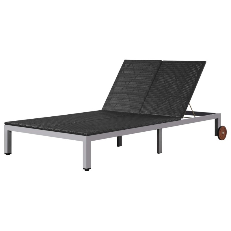 vidaXL Sonnenliege für 2 Personen mit Rollen Poly Rattan Schwarz vidaXL Sonnenliege für 2 Personen mit Rollen Poly Rattan Schwarz