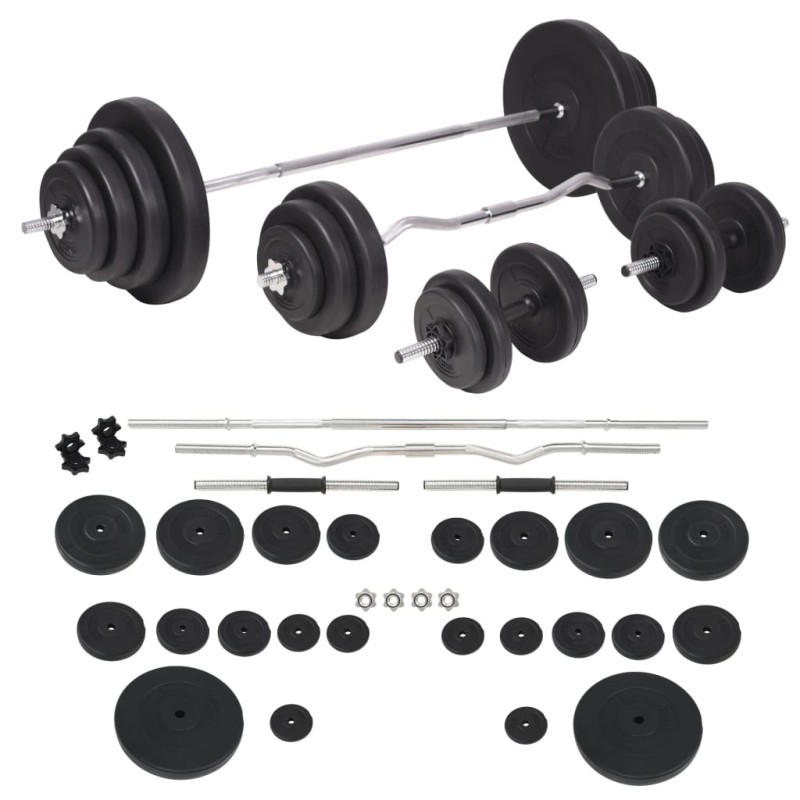 vidaXL Langhantel- und Kurzhantelset 120 kg vidaXL Langhantel- und Kurzhantelset 120 kg