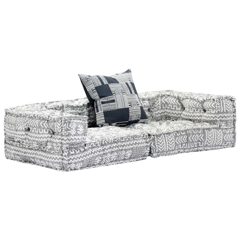 vidaXL 2-Sitzer Modularer Pouf Hellgrau Stoff vidaXL 2-Sitzer Modularer Pouf Hellgrau Stoff