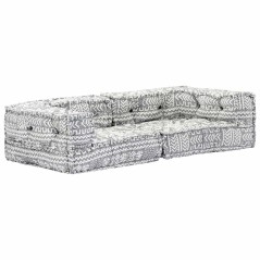 vidaXL 2-Sitzer Modularer Pouf Hellgrau Stoff 