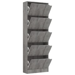 vidaXL Schuhschrank mit 5 Türen Betongrau 59x24x167 cm Holzwerkstoff