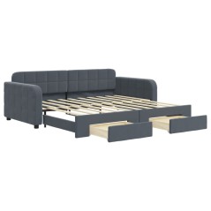 vidaXL Tagesbett Ausziehbar mit Schubladen Dunkelgrau 90x190 cm Samt