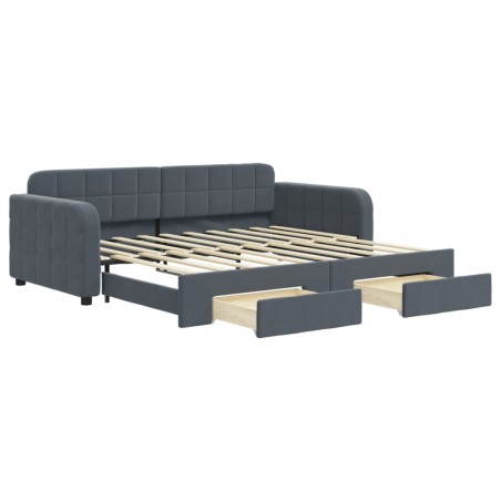 vidaXL Tagesbett Ausziehbar mit Schubladen Dunkelgrau 90x190 cm Samt