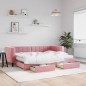 vidaXL Tagesbett Ausziehbar mit Schubladen Rosa 80x200 cm Samt vidaXL Tagesbett Ausziehbar mit Schubladen Rosa 80x200 cm Samt