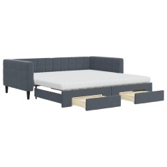 vidaXL Tagesbett Ausziehbar mit Schubladen Dunkelgrau 100x200 cm Samt