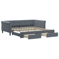 vidaXL Tagesbett Ausziehbar mit Schubladen Dunkelgrau 100x200 cm Samt