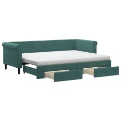 vidaXL Tagesbett Ausziehbar mit Schubladen Dunkelgrün 80x200 cm Samt