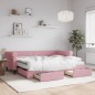 vidaXL Tagesbett Ausziehbar mit Schubladen Rosa 90x200 cm Samt vidaXL Tagesbett Ausziehbar mit Schubladen Rosa 90x200 cm Samt