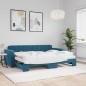 vidaXL Tagesbett Ausziehbar mit Matratzen Blau 80x200 cm Samt vidaXL Tagesbett Ausziehbar mit Matratzen Blau 80x200 cm Samt