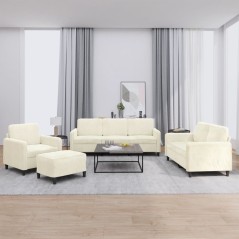 vidaXL 4-tlg. Sofagarnitur Creme Samt