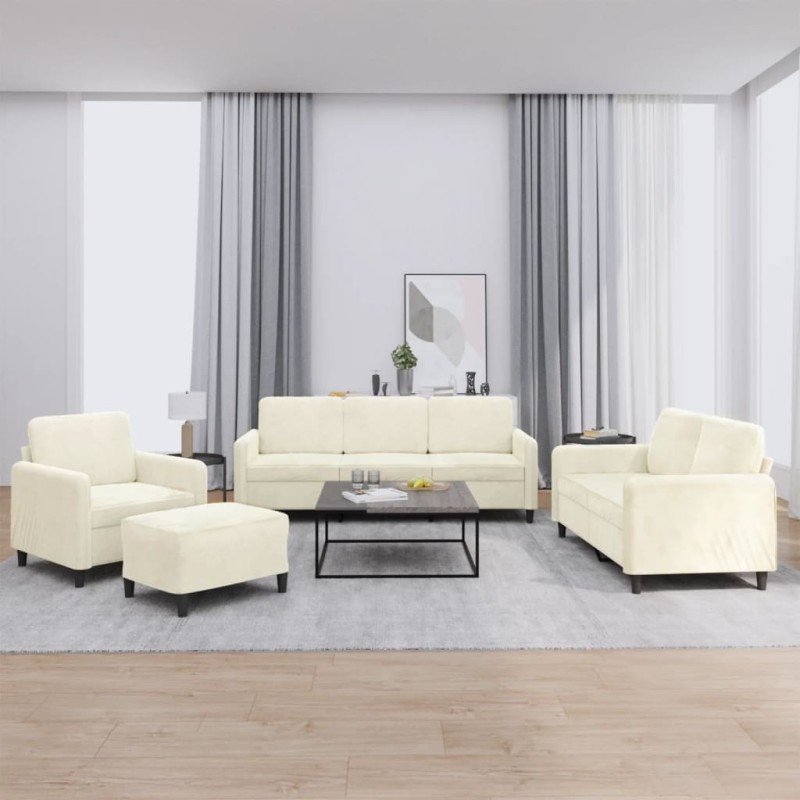vidaXL 4-tlg. Sofagarnitur Creme Samt vidaXL 4-tlg. Sofagarnitur Creme Samt