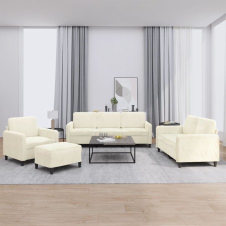 vidaXL 4-tlg. Sofagarnitur Creme Samt