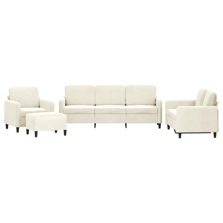 vidaXL 4-tlg. Sofagarnitur Creme Samt