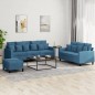 vidaXL 3-tlg. Sofagarnitur mit Kissen Blau Samt vidaXL 3-tlg. Sofagarnitur mit Kissen Blau Samt