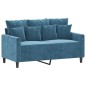 vidaXL 3-tlg. Sofagarnitur mit Kissen Blau Samt vidaXL 3-tlg. Sofagarnitur mit Kissen Blau Samt