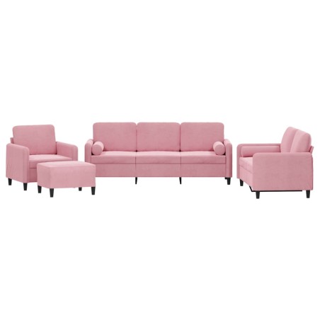 vidaXL 4-tlg. Sofagarnitur mit Kissen Rosa Samt