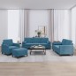 vidaXL 4-tlg. Sofagarnitur mit Kissen Blau Samt vidaXL 4-tlg. Sofagarnitur mit Kissen Blau Samt