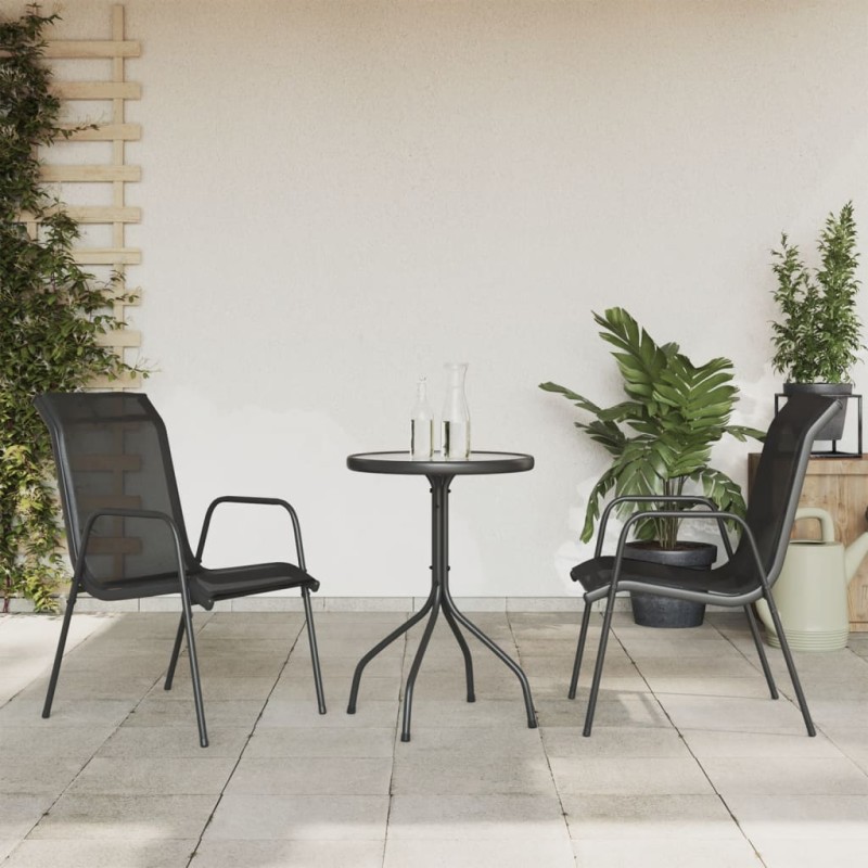 vidaXL 3-tlg. Garten-Essgruppe Schwarz Stahl vidaXL 3-tlg. Garten-Essgruppe Schwarz Stahl