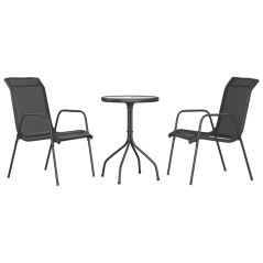 vidaXL 3-tlg. Garten-Essgruppe Schwarz Stahl