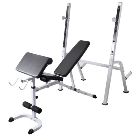 vidaXL Hantelbank mit Ablage, Langhantel und Kurzhantel-Set 120 kg
