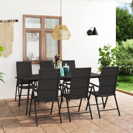 vidaXL 7-tlg. Garten-Essgruppe Schwarz