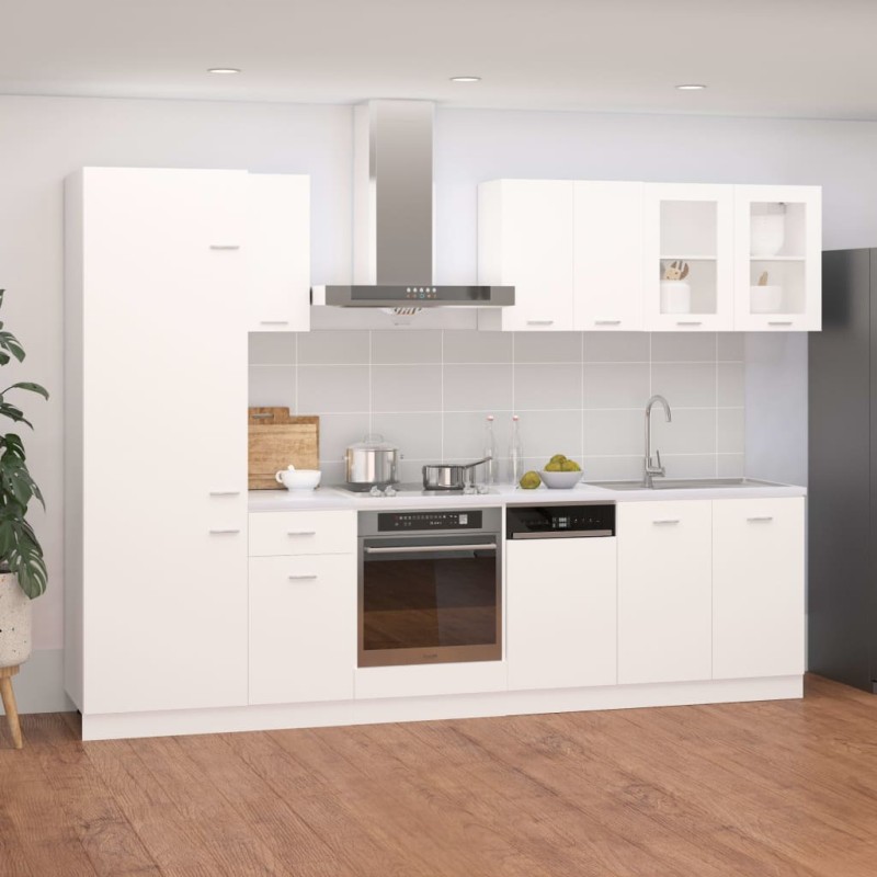 vidaXL 8-tlg. Küchenzeile Weiß Holzwerkstoff vidaXL 8-tlg. Küchenzeile Weiß Holzwerkstoff