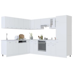 vidaXL 14-tlg. Küchenzeile Weiß Holzwerkstoff