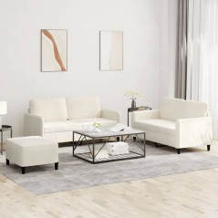 vidaXL 3-tlg. Sofagarnitur Creme Samt