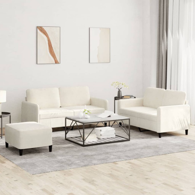 vidaXL 3-tlg. Sofagarnitur Creme Samt vidaXL 3-tlg. Sofagarnitur Creme Samt