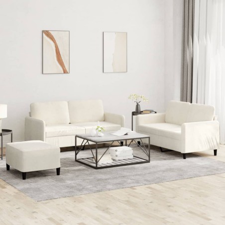 vidaXL 3-tlg. Sofagarnitur Creme Samt