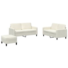 vidaXL 3-tlg. Sofagarnitur Creme Samt