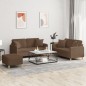 vidaXL 3-tlg. Sofagarnitur mit Kissen Braun Stoff vidaXL 3-tlg. Sofagarnitur mit Kissen Braun Stoff
