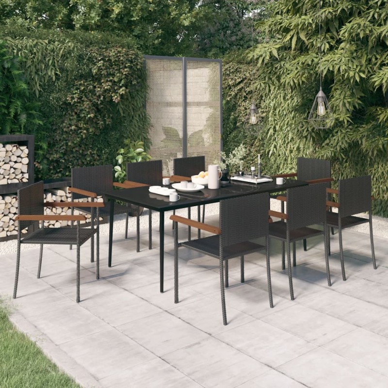 vidaXL 9-tlg. Garten-Essgruppe Schwarz vidaXL 9-tlg. Garten-Essgruppe Schwarz