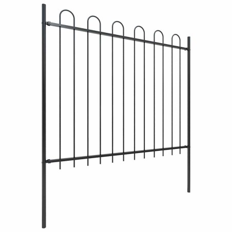 vidaXL Gartenzaun mit Bügel-Design Stahl 1,8 m Schwarz